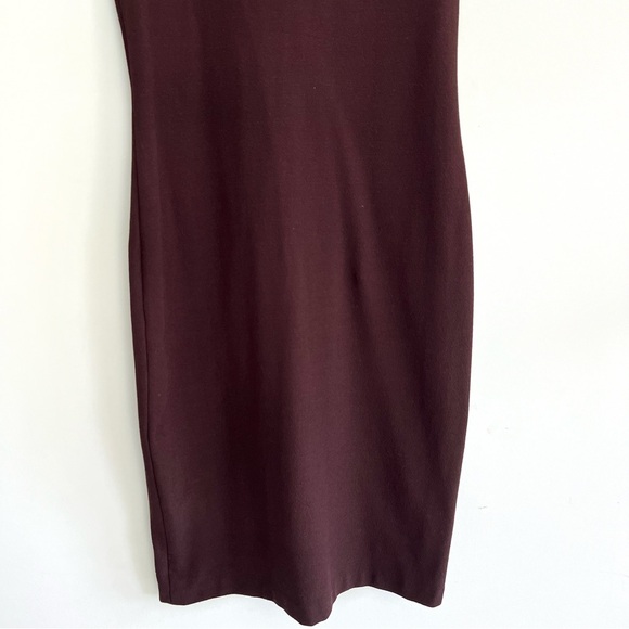 VINCE Brown Burgundy Viscose Blend Sleeveless Cocktail Sheath Midi Dress Sz 12 - Picture 4 of 14